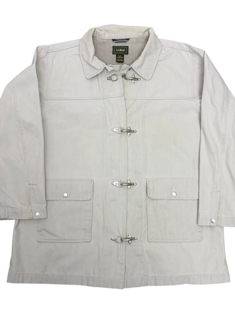 LL BEAN Vintage Chore Coat Jacket Clasp Front Relaxed Fit Coat Womens XL